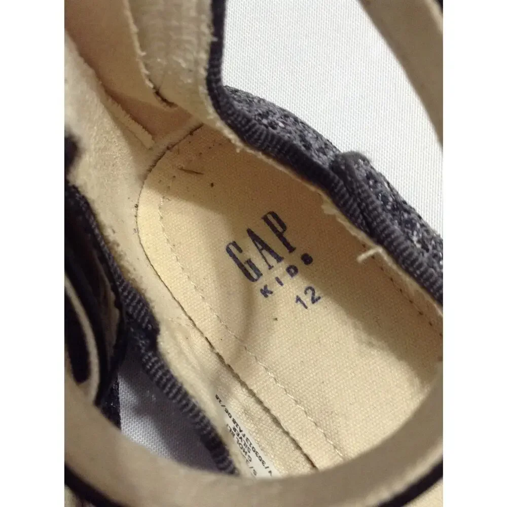 GAP Kids Girls Silver Glitter Ballet Flats Ankle Strap Dress Shoe Zipper Size 12